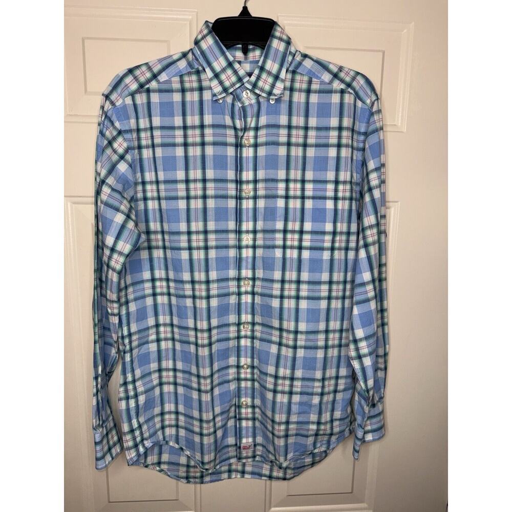 Vineyard Vines Plaid Button Down Shirt Men’s Small Blue Pink Murray Classic Fit